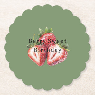 Posavasos De Papel Fresas Verde Oliva Cumpleaños Dulce De Frutas