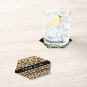 Posavasos De Papel Fret griego, llave mixta de meandro, marrón, tu no