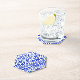 Posavasos De Papel Fret griego, patrón mediterráneo, azul