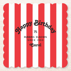 Posavasos De Papel Frotando codos desde True Red Stripe - Personaliza
