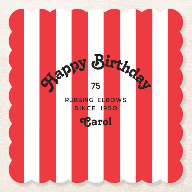 Posavasos De Papel Frotando codos desde True Red Stripe - Personaliza (Anverso)