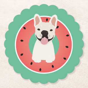 Posavasos De Papel Fruta de la sandía del Bulldog francés