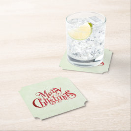Posavasos De Papel Fuente festiva de tipografía navideña Red Merry