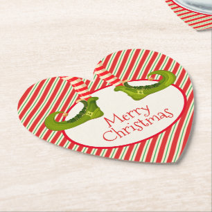 Posavasos De Papel Fun Jolly Navidades Elf Legs Holiday Heart