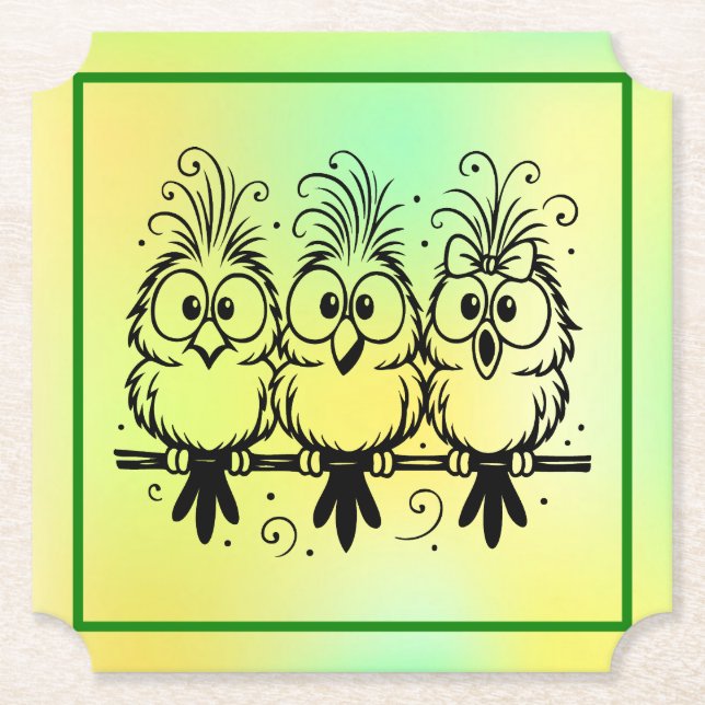 Posavasos De Papel Funny Birds Cartoon-56456 (Anverso)