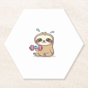 Posavasos De Papel Funny Chibi Sloth Workout Cute Kawaii Gym Personal
