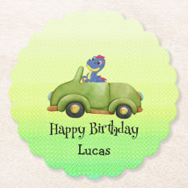 Posavasos De Papel Funny dinosaur antiguo coche cumpleaños Escuela ni