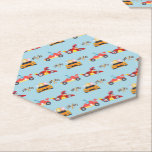 Posavasos De Papel Funny Dinosaur racing car boy kids Birthday fiesta<br><div class="desc">Funny Dinosaur racing car boy kids Birthday fiesta</div>