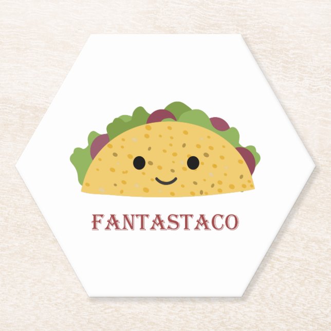 Posavasos De Papel Funny Fantastaco Taco Pun Cute Kawaii Taco (Anverso)