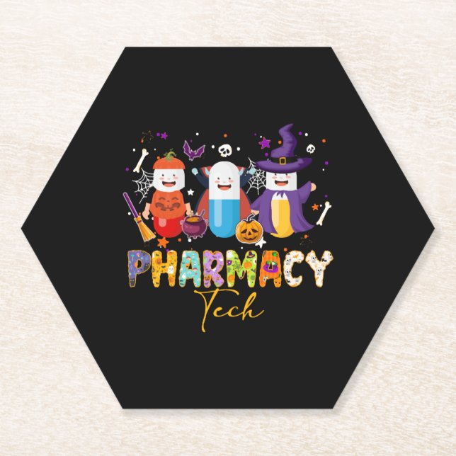 Posavasos De Papel Funny Farmacéutico Técnico Farmacéutico Halloween (Anverso)