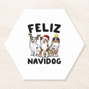 Posavasos De Papel Funny Feliz Navidog Australian Shepherd lover