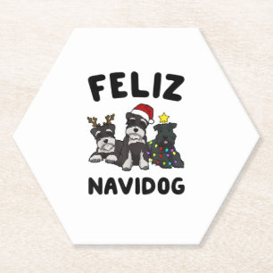 Posavasos De Papel Funny Feliz Navidog Ministra Schnauzer amante del 