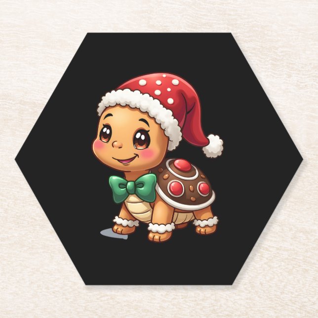 Posavasos De Papel Funny Gingerbread Man Turtle Christmas Womens Mens (Anverso)