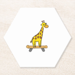 Posavasos De Papel Funny Giraffe Lover Giraffe Skateboard