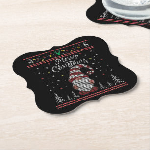 Posavasos De Papel Funny Gnome Merry Christmas