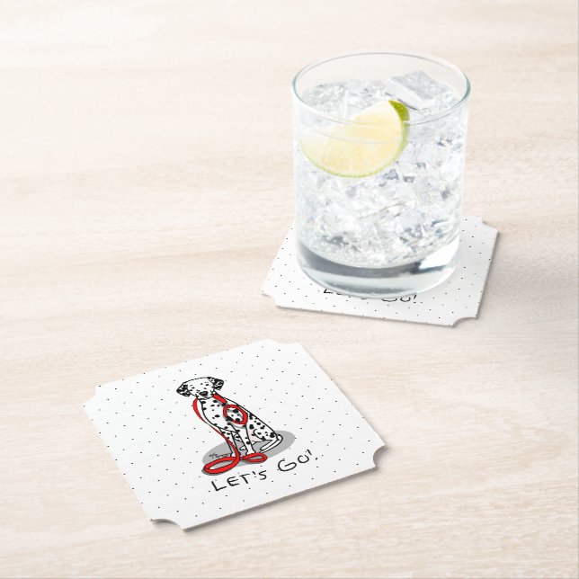 Posavasos De Papel Funny Let's Go! Walk Dalmatian Dog (black 1) (In situ)