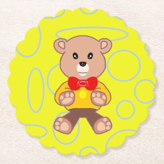 Posavasos De Papel Funny Quirky Cute Bowtie Bear Papel Amarillo