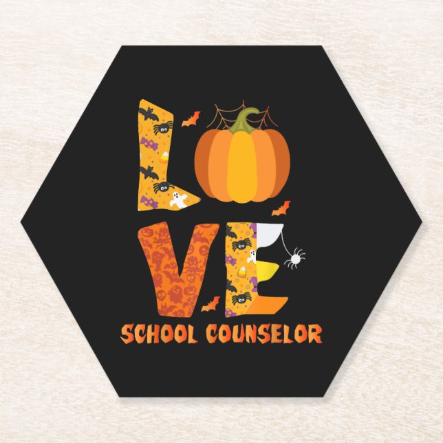 Posavasos De Papel Funny School Counseler Love Halloween (Anverso)