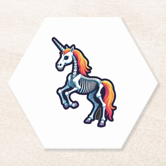 Posavasos De Papel Funny Skeleton Unicorn Lovers Spooky Halloween Cos (Anverso)