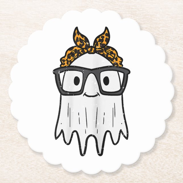 Posavasos De Papel Gafas de fantasma de Halloween (Anverso)