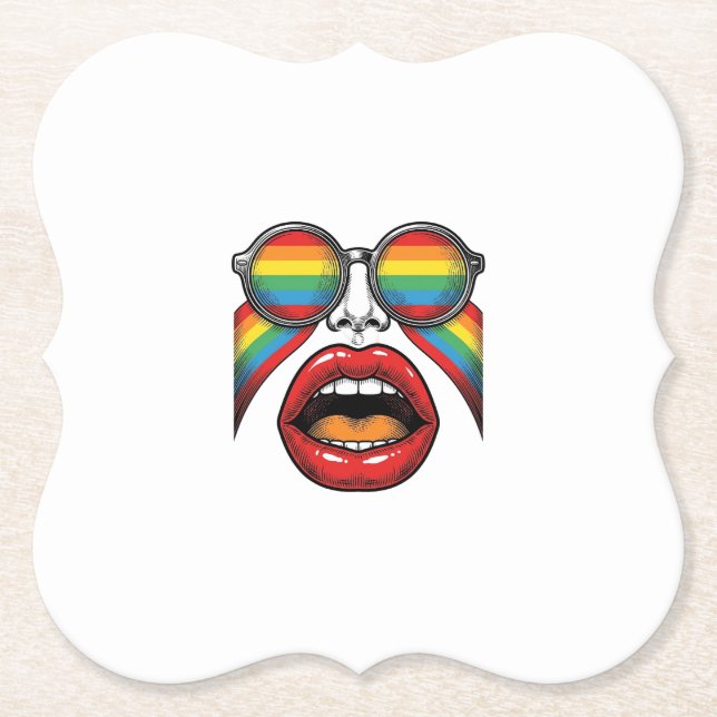 Posavasos De Papel Gafas de sol arcoíris retro diseño vectorial de la (Anverso)