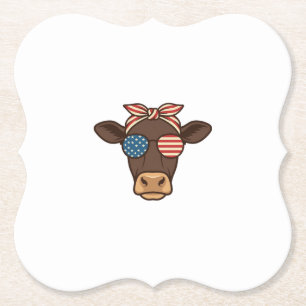 Posavasos De Papel Gafas de sol con cabeza de vaca patriótica diseño