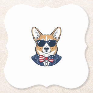 Posavasos De Papel Gafas de sol Corgi Patrióticas Arte Vectorial Vint