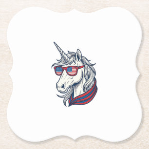 Posavasos De Papel Gafas de sol de bandera de unicornio patriótico Vi