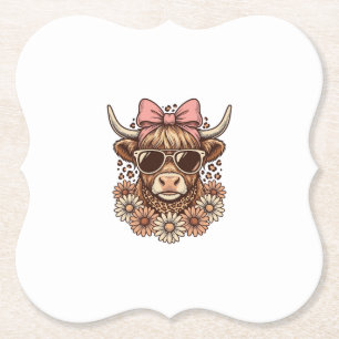 Posavasos De Papel Gafas de sol de vaca de las Tierras Altas lindas l
