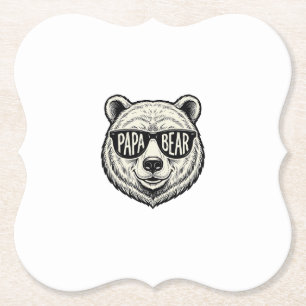Posavasos De Papel Gafas de sol del oso papá Diseño de vector de cabe