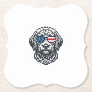 Posavasos De Papel Gafas de sol patrióticas para perro vintage