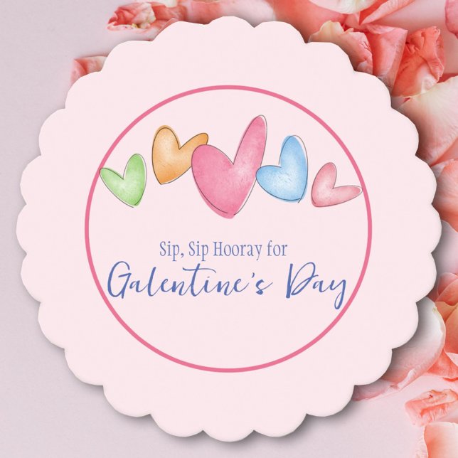 Posavasos De Papel Galentines Day Acuarela Corazones Papel Reparador (Subido por el creador)