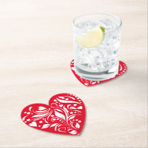 Gallos De San Valentín De Corazón Blanco Y Rojo