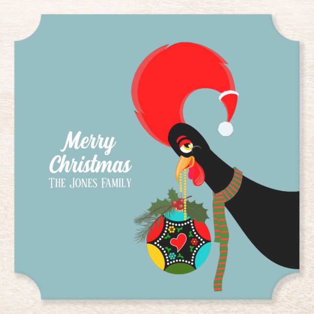 Posavasos De Papel Gallos portugueses y Navidades holandeses baubles (Anverso)