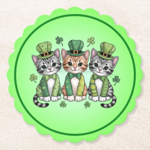 Posavasos De Papel Gatitos afortunados del día de San Patricio-47474