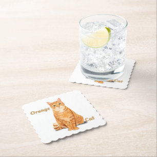 Posavasos De Papel Gato Atigrado Personalizado Naranja Jengibre