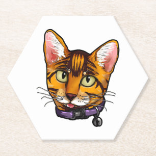 Posavasos De Papel gato Bengal Gatos Gatito Cara de Dibujos Animados