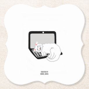 Posavasos De Papel Gato Blanco Durmiendo En La Montaña De Papel Del S