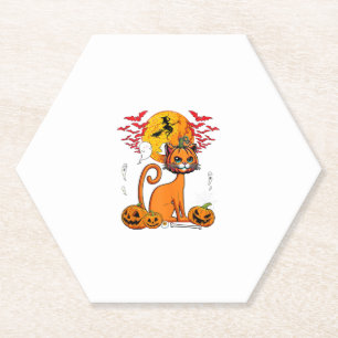 Posavasos De Papel Gato Calabaza tallada Horror Cabeza Halloween Dueñ