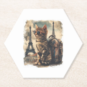Posavasos De Papel Gato Compañero de Viaje