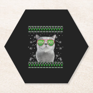 Posavasos De Papel Gato con gafas de sol Navidades feos suéter