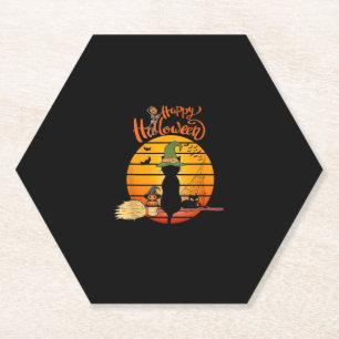 Posavasos De Papel Gato de bruja de Halloween Calabaza Skeleton Bat S