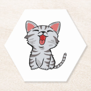 Posavasos De Papel gato de dibujos animados gris gato dibujos animado