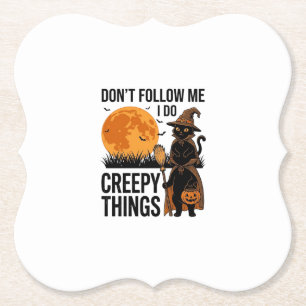 Posavasos De Papel Gato de Halloween Cosas espeluznantes Bruja divert