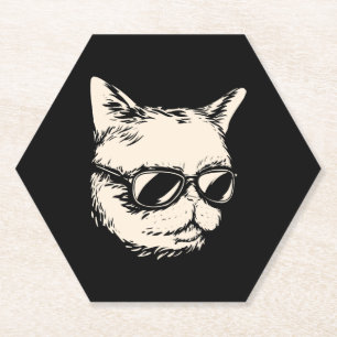 Posavasos De Papel Gato de insignia con gafas de sol