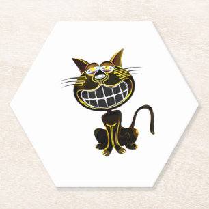 POSAVASOS DE PAPEL GATO DE LAUGHING NEGRO Y AMARILLO BRILLANTE