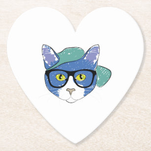 POSAVASOS DE PAPEL GATO DE OJOS AMARILLOS EN VIDRIO NEGRO Y TAPÓN VER