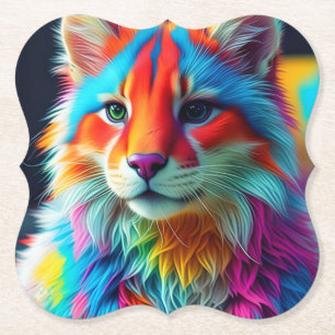 Posavasos De Papel Gato de pieles color arcoiris