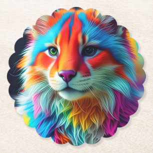 Posavasos De Papel Gato de pieles color arcoiris