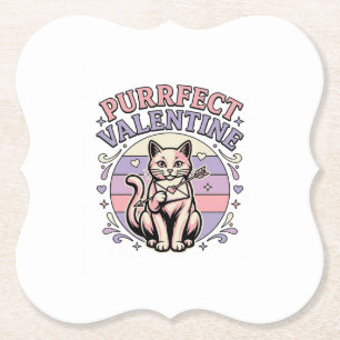 Posavasos De Papel Gato de San Valentín Perfecto Amor de Gato Vintage